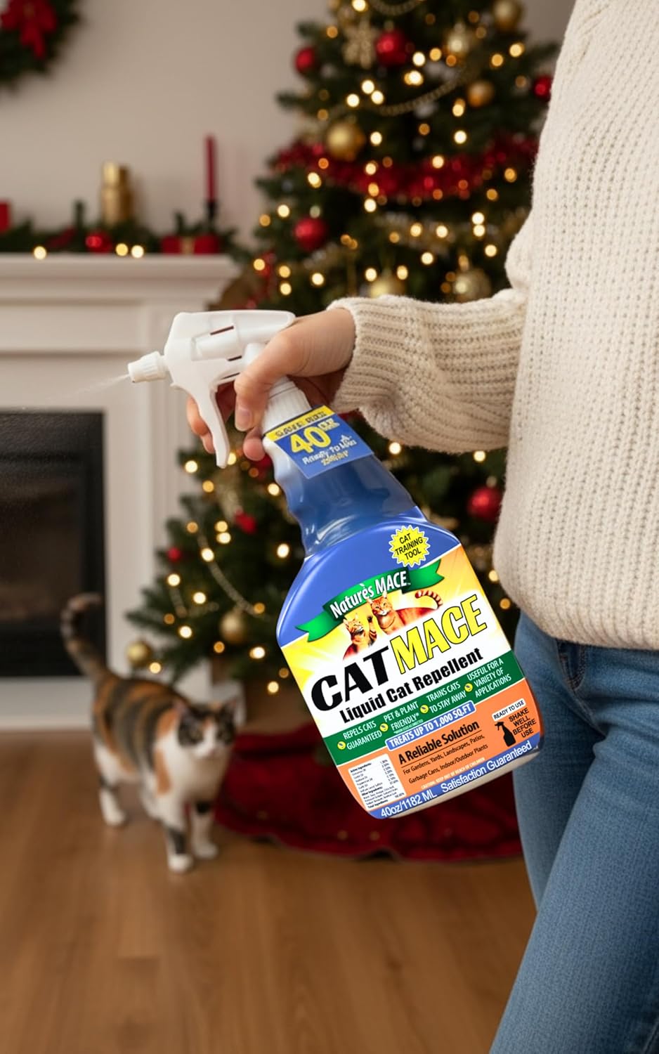 Nature's Mace Cat Mace Cat Repellent, Pets Training Tool, Outdoor & Indoor, Home, Liquid Spray Deterrent, Landscaped, Marking, Anti-Scratch, Garden & Furniture Protector, Ready-to-Use, 1 Gallon Spray