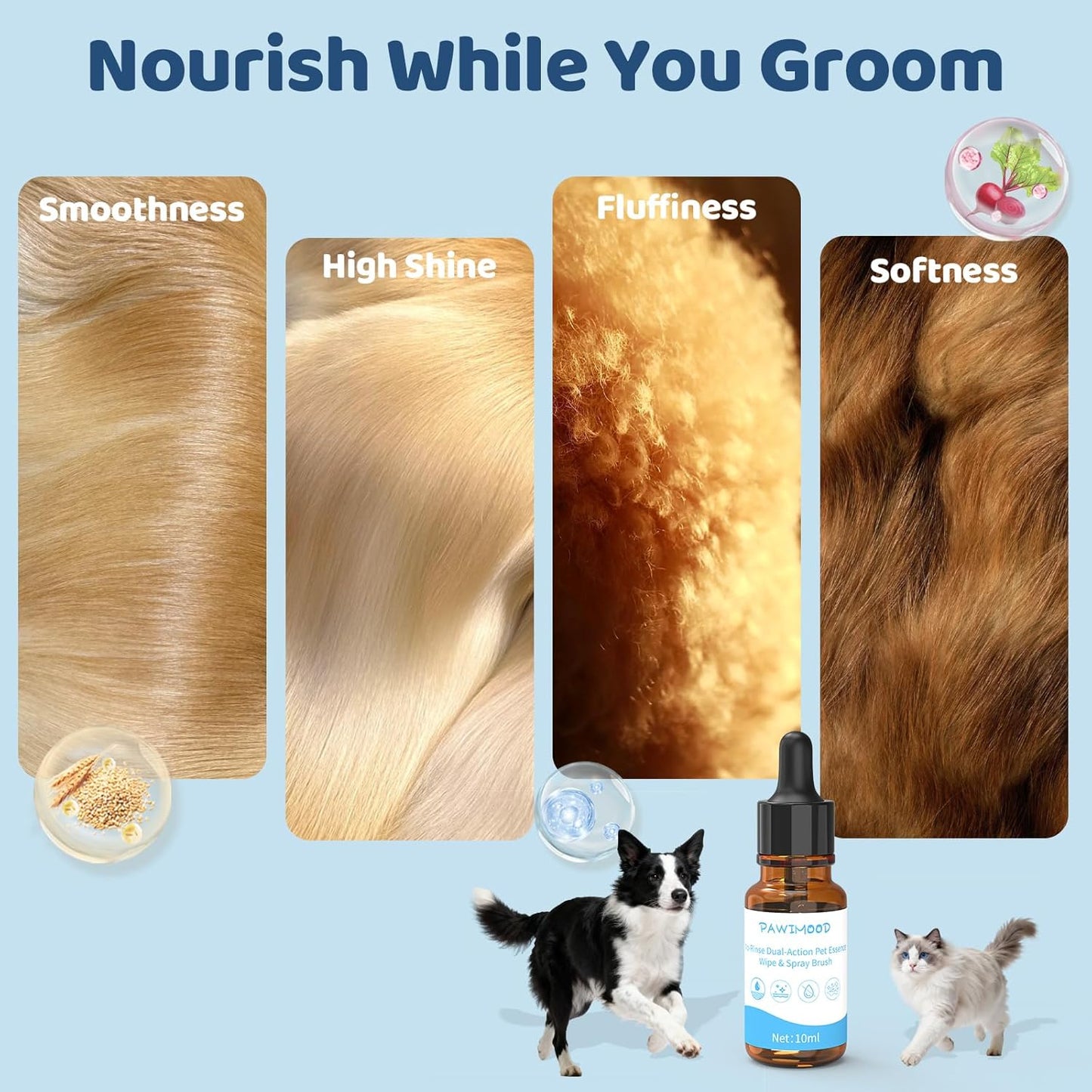 Pet Steam Brush for Dogs & Cats | 10PCS No-Rinse Pet Essence