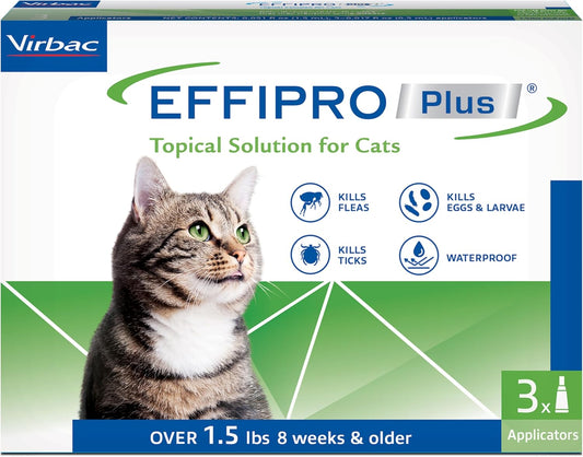 Effipro Plus Topical Solution for Cats, 3 Month Supply, Product Does Not Expire, Non-Perishable