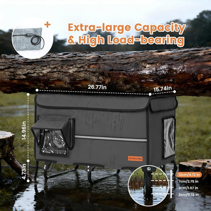 X-Large Collapsible Heated Cat House - Metal Frame, 100% Insulated Waterproof Outdoor Stray Cat Shelter with Heating Pad & Escape Door,Temperature Control & Timer, Warm Shelter for Cats, Black