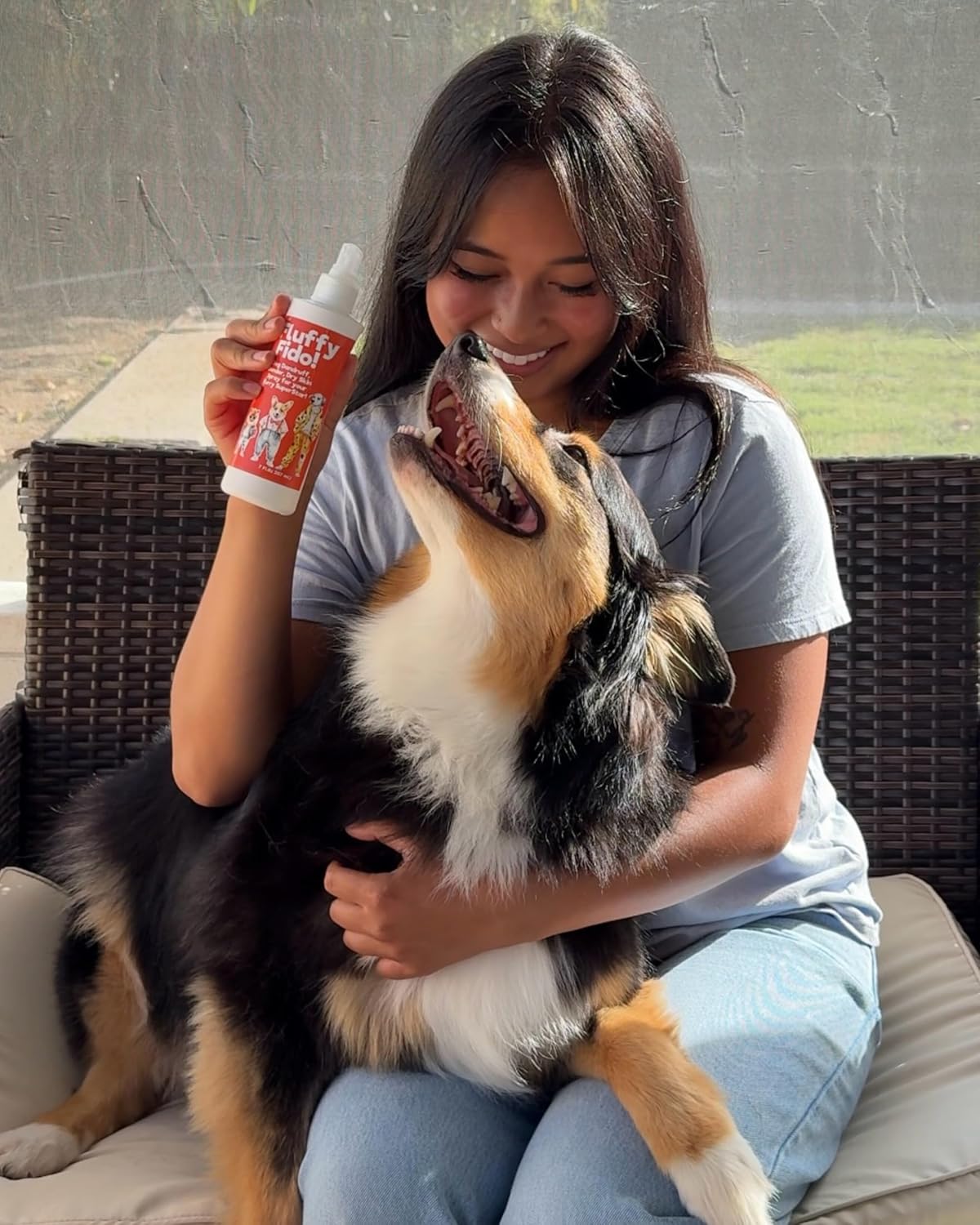 Dog Dandruff Treatment & Dry Skin Relief Dog Spray - Fluffy Fido Unscented No Rinse Pet Dander Spray with Vitamin B, Omega 3 & 6 & Honey Extract - 7 fl. oz.