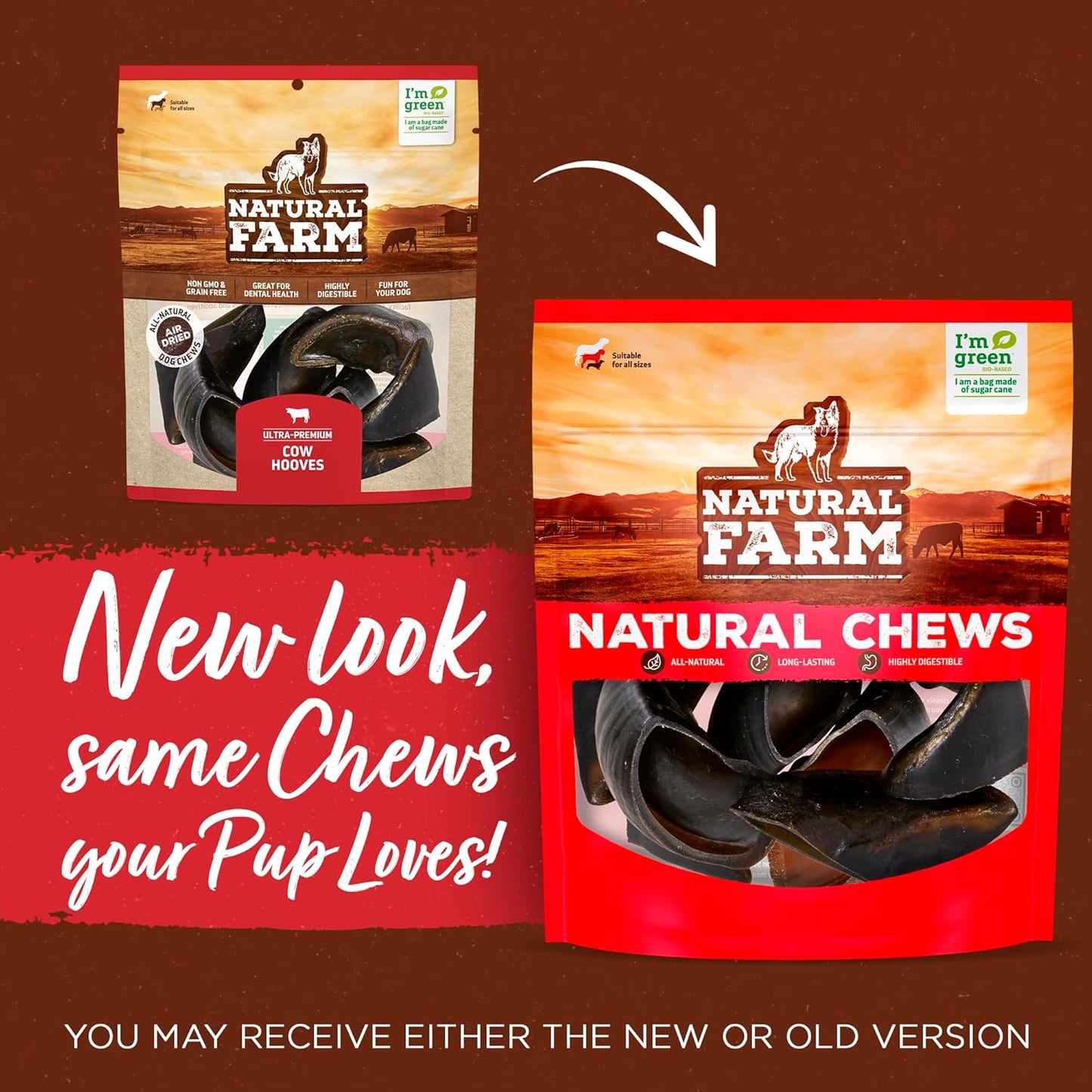 Natural Farm Sweet Potato Filled Cow Hooves for Dogs (4-Pack), Long-Lasting Natural Hoof Beef Bone Treats, Best for Small, Medium & Large Dogs