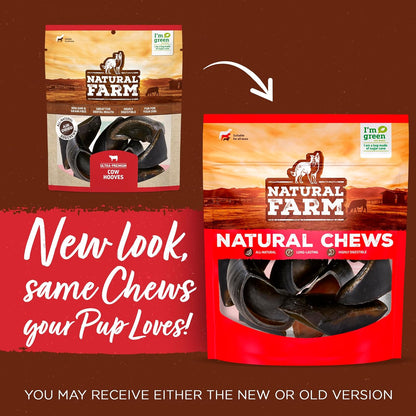 Natural Farm Sweet Potato Filled Cow Hooves for Dogs (4-Pack), Long-Lasting Natural Hoof Beef Bone Treats, Best for Small, Medium & Large Dogs