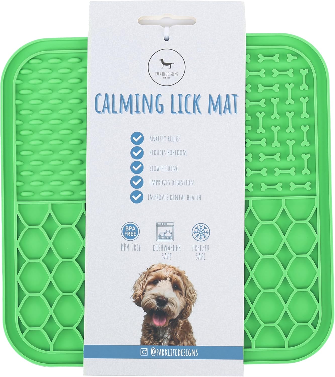Park Life Designs Calming Lick Mat, 9-Inch, Silicone, Green