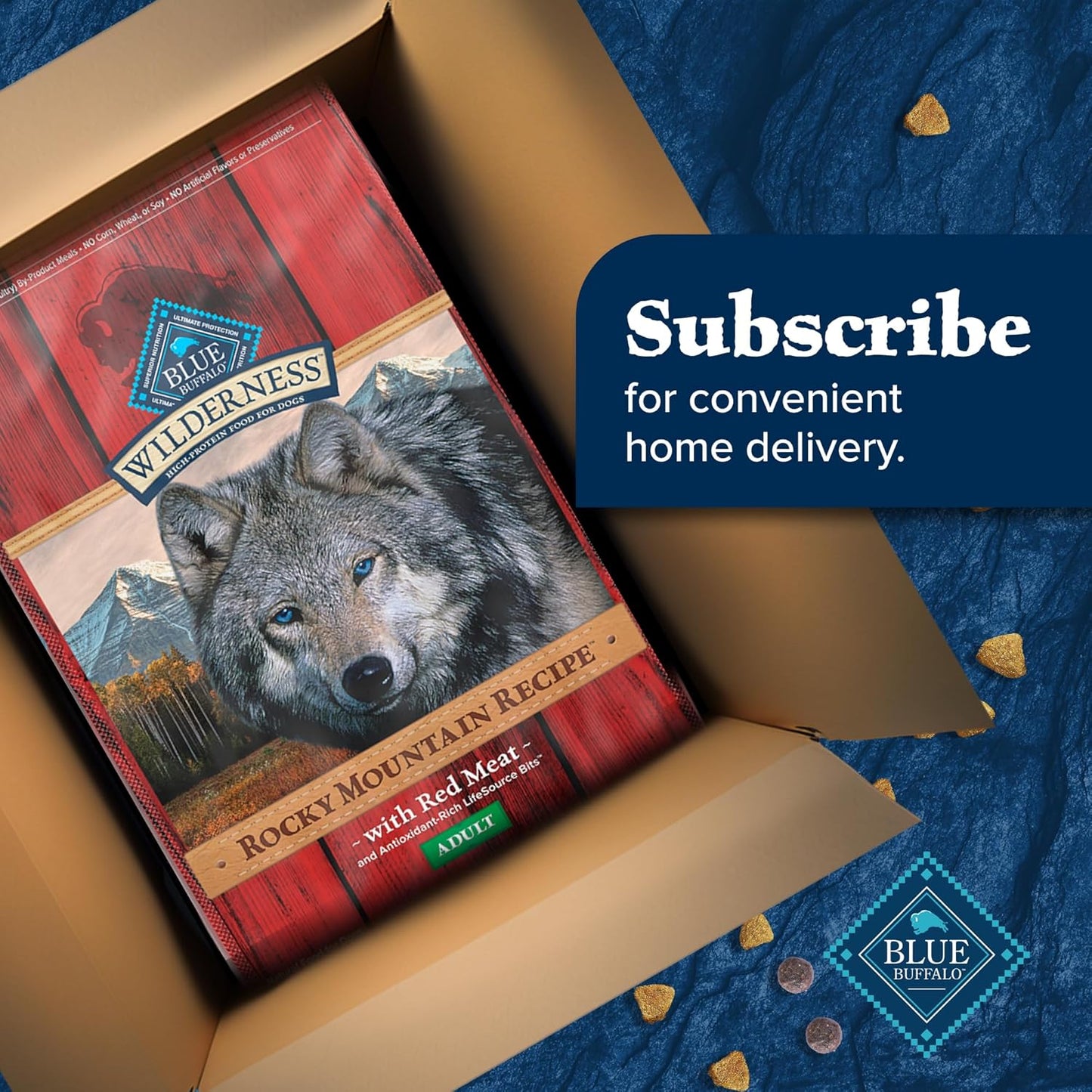 Blue Buffalo Wilderness Rocky Mountain Recipe High-Protein Adult Dry Dog Food, Made in the USA with Natural Ingredients Plus Wholesome Grains, Red Meat, 28-lb. Bag