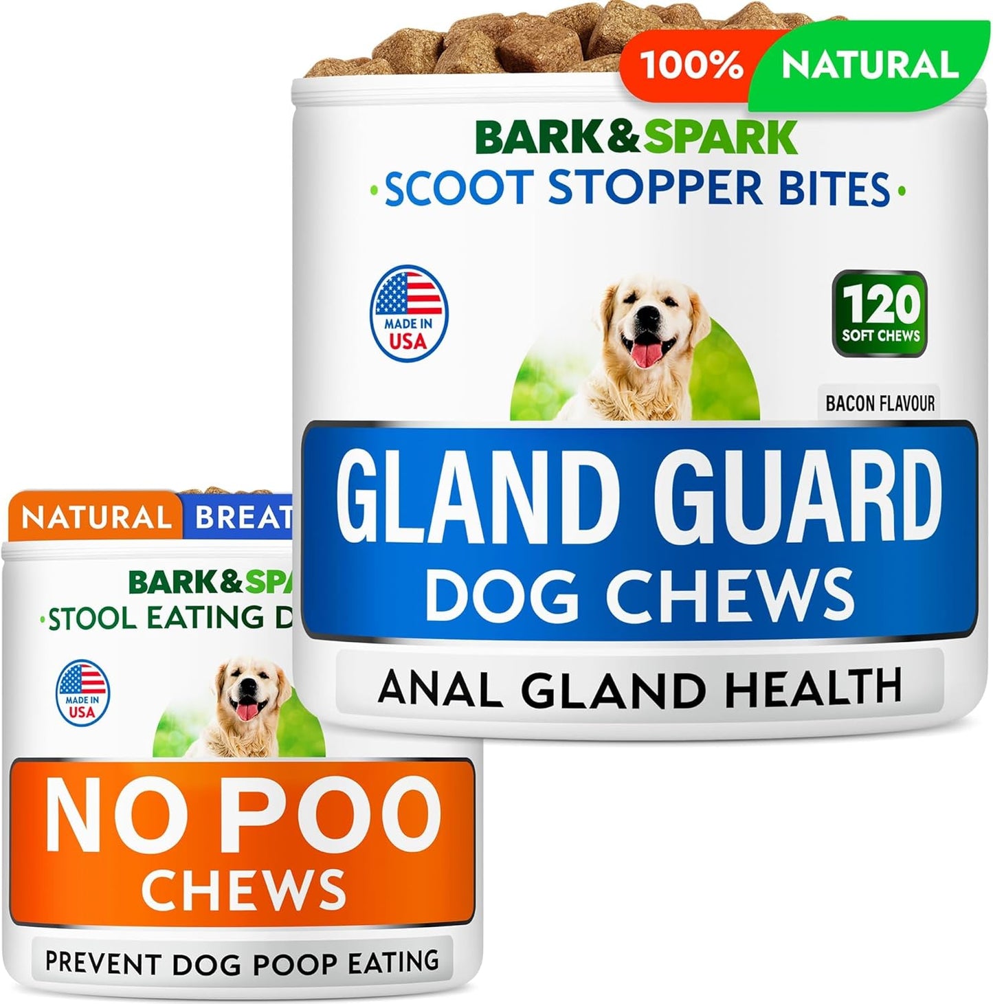 Anal Gland Guard Support + Stool Eating Deterrent with Probiotics - Scoot Treatment - Digestive Enzymes & Breath Aid Support - Stop Dog Poop Eating - Made in USA