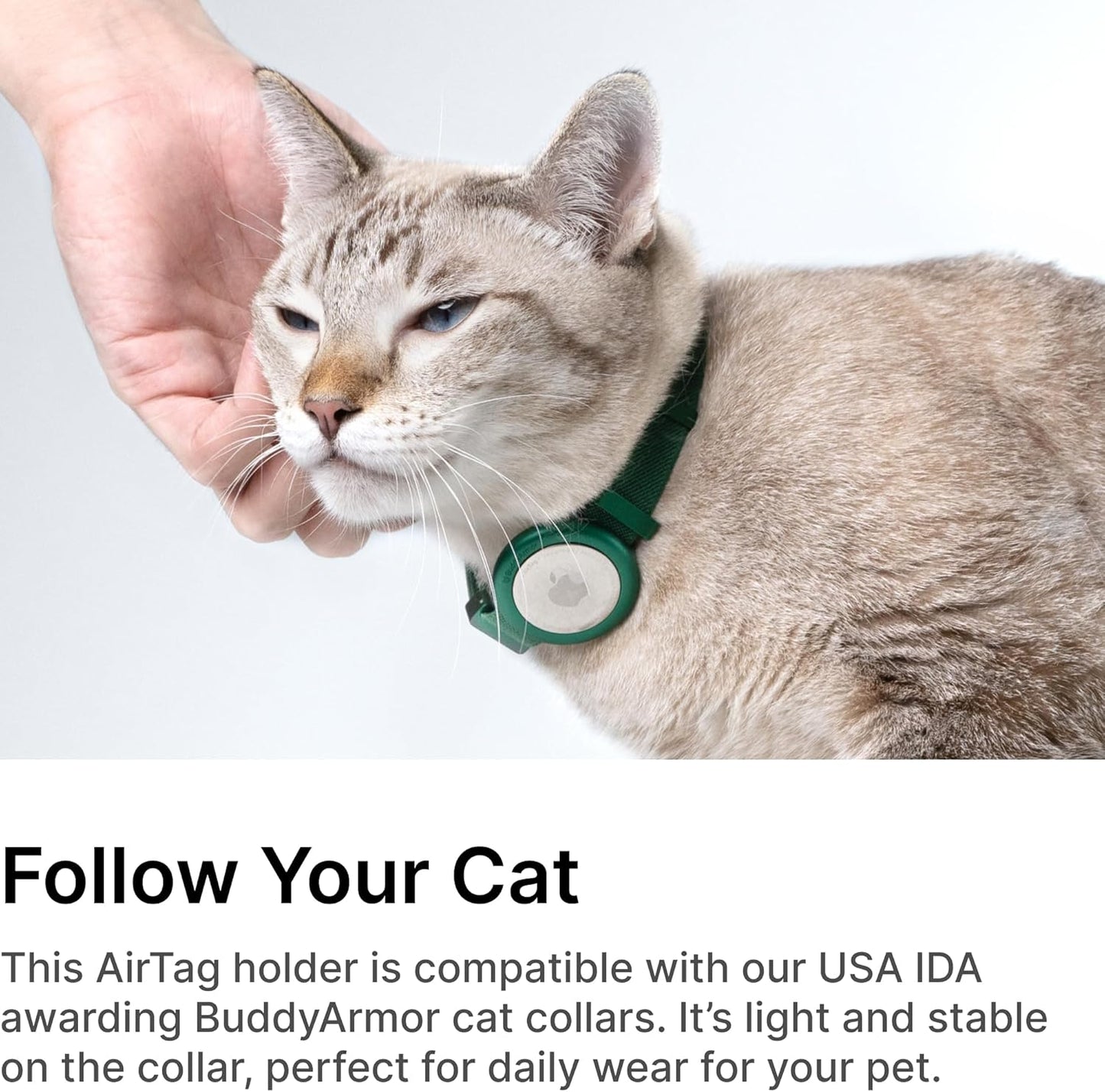 Cat Airtag Collar, US IDA Gold Award Cat Safety Collar Non Breakaway Elastic Airtag Collar Lightweight Airtag Holder Anodized Aluminium Case for Kitten Small to Large Cats,S(Gold Champagne)