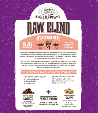 Stella & Chewy's Raw Blend Premium Kibble Cat Food – Grain Free, Protein Rich Meals – Wild-Caught Fish Recipe – 2.5 lb. Bag