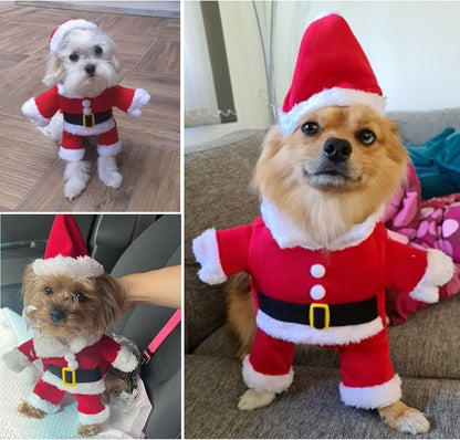 Christmas Dog Santa Costume Outfit, Xmas Puppy Santa Claus Clothes Suits Hat for Pet Dogs Cats Party New Year Funny Cosplay (Red, Medium)
