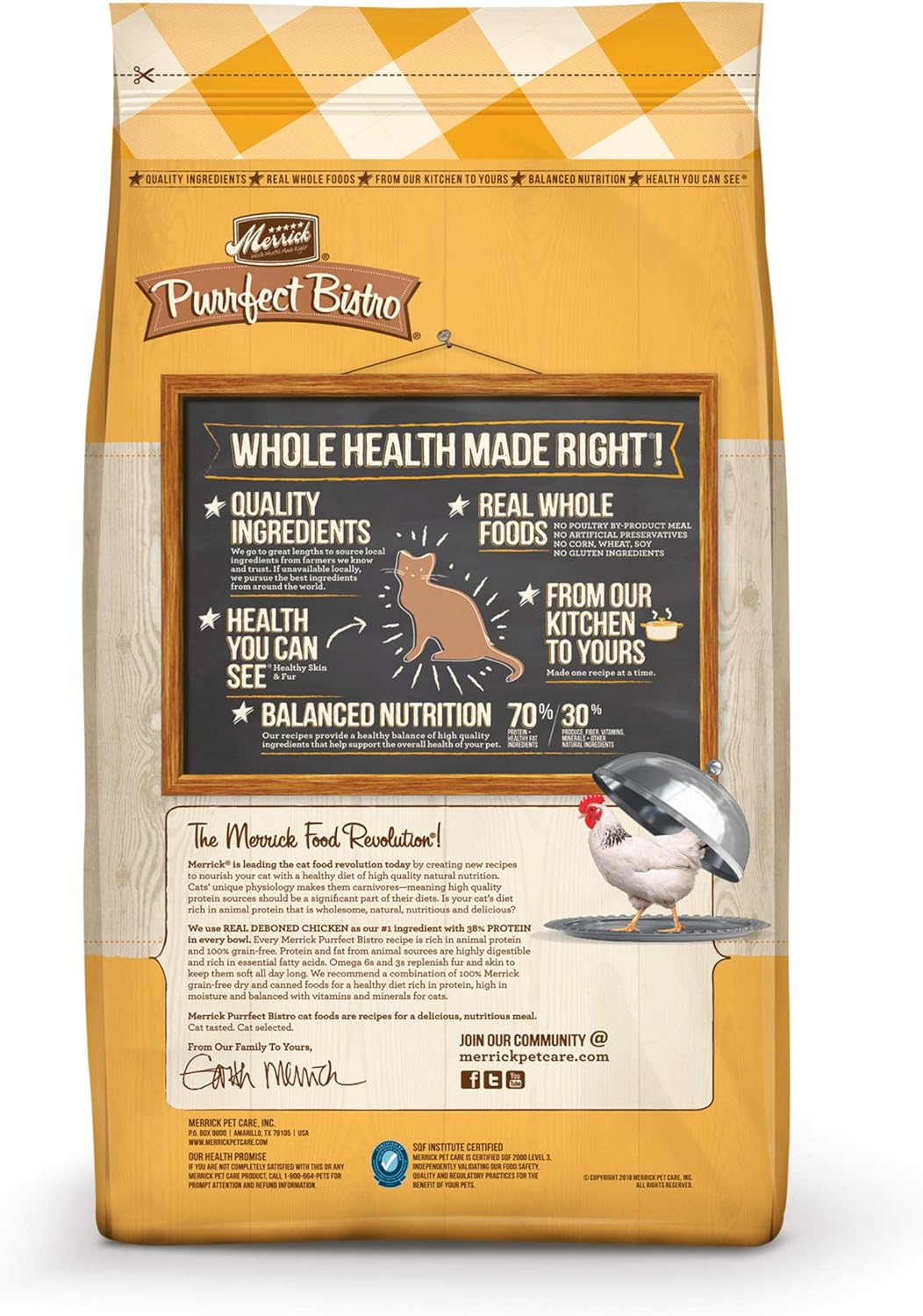 Merrick Purrfect Bistro Grain Free Natural Dry Cat Food For Adult Cats, Real Chicken And Sweet Potato Recipe - 7 lb. Bag