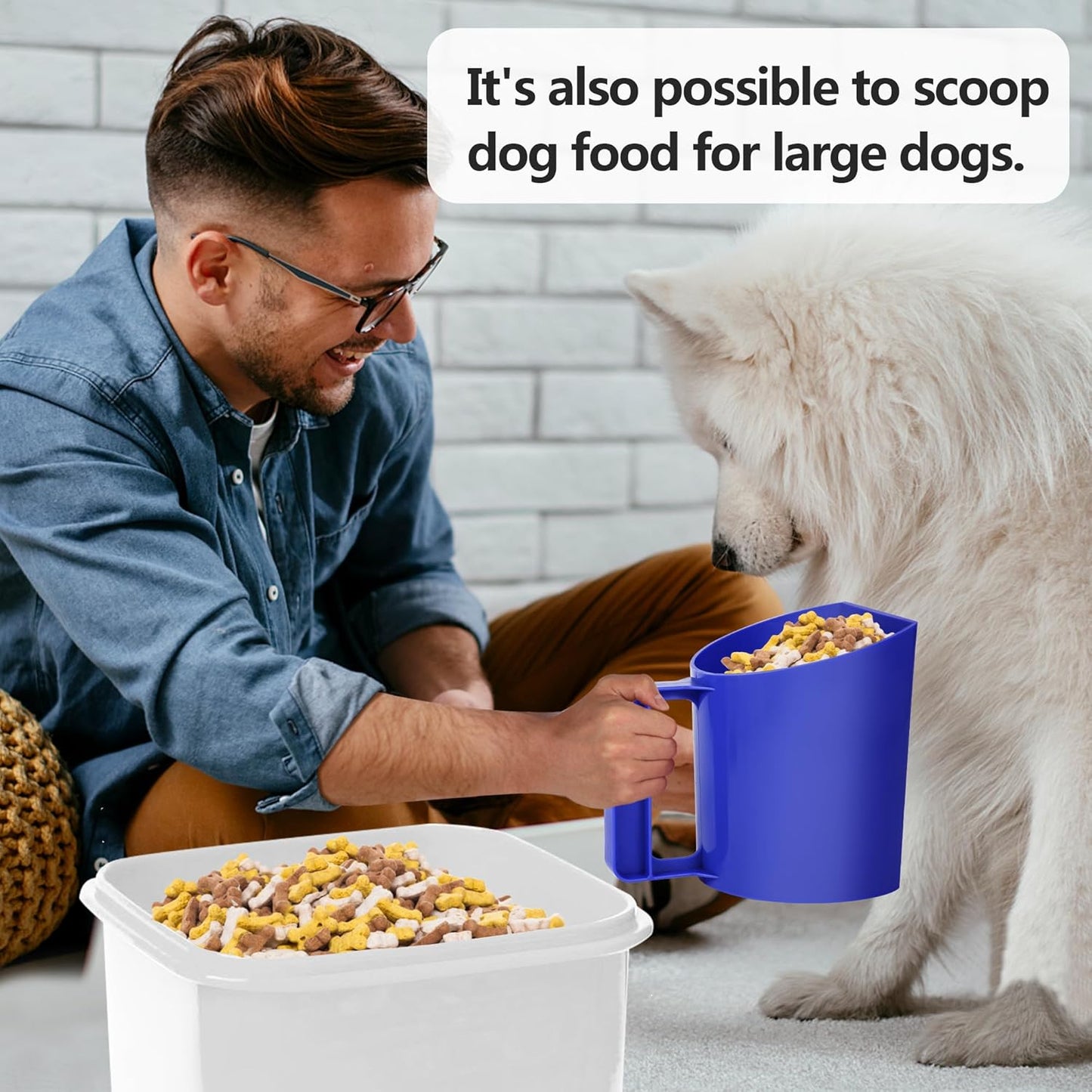 Feed Scoop - Grain Scoop for Horse,Heavy Duty Plastic Large Food Scoop for Large Dogs Livestock 1.8 Quart/7.2Cups (Blue)