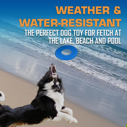 Nerf Dog Tire Flyer Outdoor Dog Toy, 10 Inch Flying Disc Dog Fetch Toy, Rubber Dog Toy for Medium Dogs and Large Dogs, Blue (Pack of 2)