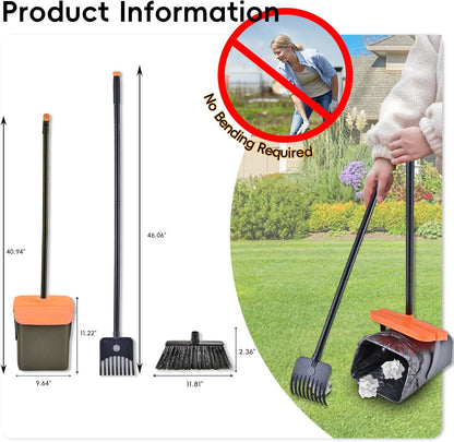 Pooper Scooper Swivel Bin & Rake with 100 Waste Bags and 10pairs of glovesDog Pooper Scooper with Bag Attachment for Large Medium Small Dogs