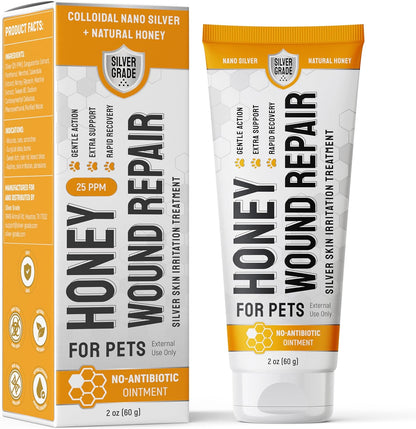 Cat Wound Care Gel for Scratches, Bites, & Irritations – Hot Spot Treatment for Cats & Kittens – Honey Wound Repair Ointment in Gel Form with Colloidal Silver & Honey for Topical Use – 2 Oz Tube