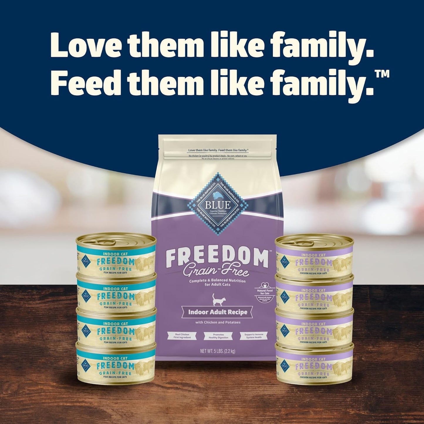 Blue Buffalo Freedom Grain-Free Adult Dry Cat Food, Complete & Balanced Nutrition for Indoor Cats, Made with Natural Ingredients, Chicken Recipe, 5-lb. Bag