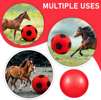 30 Inch Giant Herding Ball with Cover Anti Burst Ball Please Watch VCR for How to Inflation Horse Toys for Horses Stall Entertainment Play, Pump Included(Red Black, Classic)