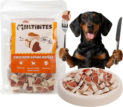 5.29 oz Chicken Sushi Rolls Soft Dog Treats Chewy Dog Training Treats with Cod Skin High Protein Dog Snacks for All Dogs