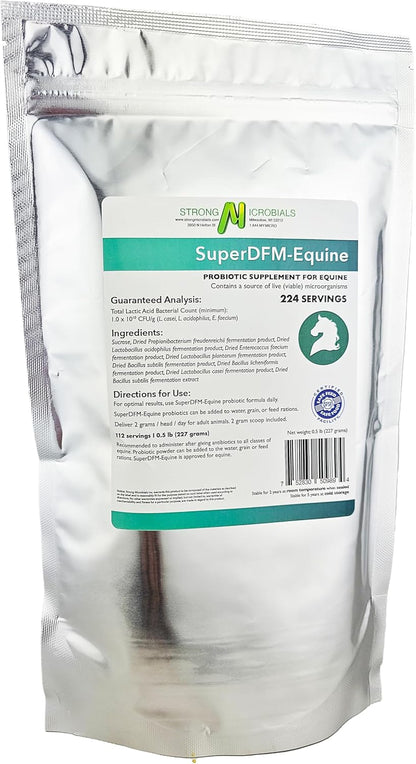 SuperDFM Equine Probiotics for Horses - All-Natural Horse Supplements to Support Gut Health & Nutrient Absorption - 1 lb (454 g) Approx. 224 Servings