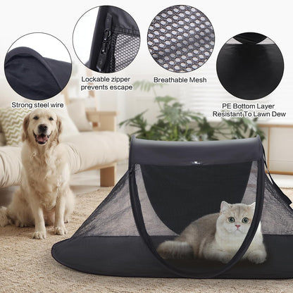 X-ZONE PET Outdoor Cat Tent, Pop Up Cat Playpen, Pet Enclosure Suitable Birds and Small Animals Black