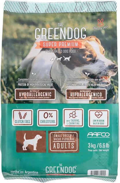 The Green Dog: Super Premium - Adult Small Bite - 6.6 Lb Bag Dog Food - Plant Based Protein, Vegan Dry Pet Kibble, Gluten Free, Complete Nutrition