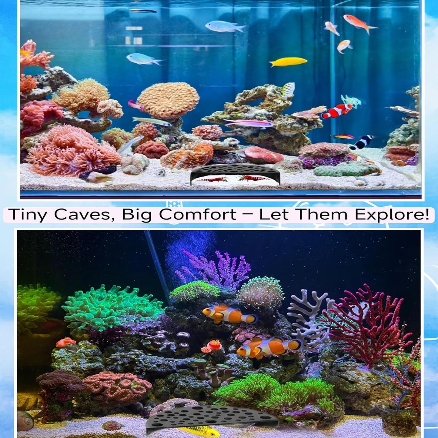 2 Pcs Aquarium Accessories Shrimp Cave,Fish Hiding Tools Supplies,Shrimp Tank Accessories for Shrimps Protection Aquarium Decoration