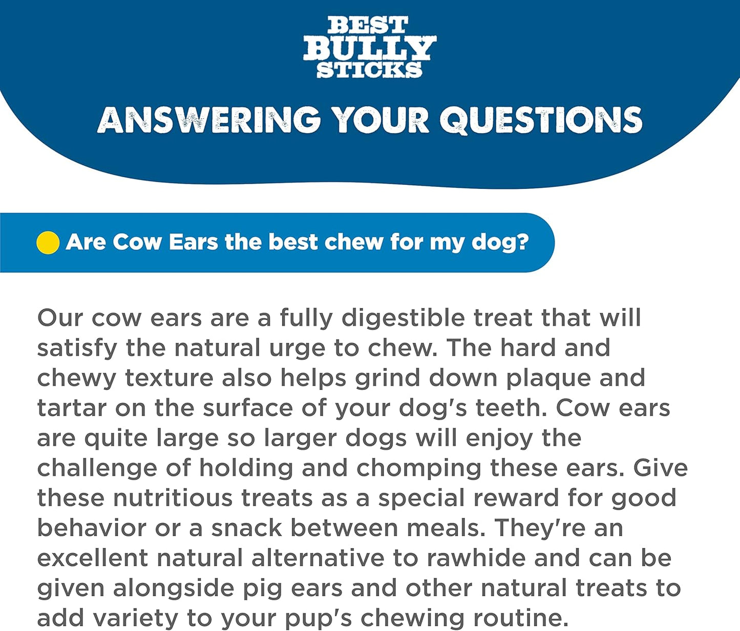 Best Bully Sticks Thick-Cut Cow Ears for Dogs - 12 Count (Pack of 1) - Natural, Free-Range Grass-Fed, Single Ingredient, High Protein, Easily Digestible, Great for Various Breeds