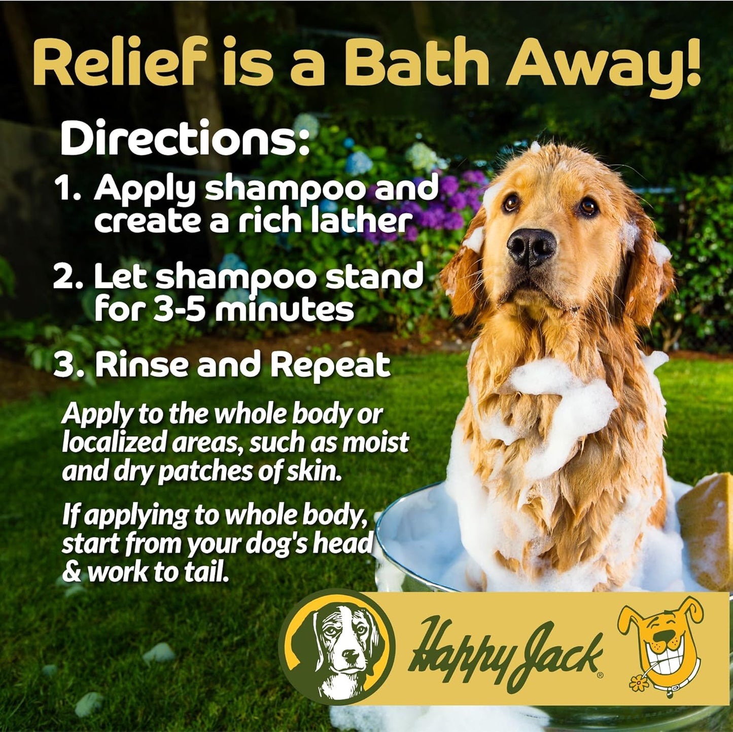 Happy Jack Itch No More Dog Itchy Skin Shampoo & Treatment (16 oz), Flea Bites, Allergies & Itch Relief, Stops Itching, Scratching & Gnawing on First Application for Healthy Dog Skin & Coat