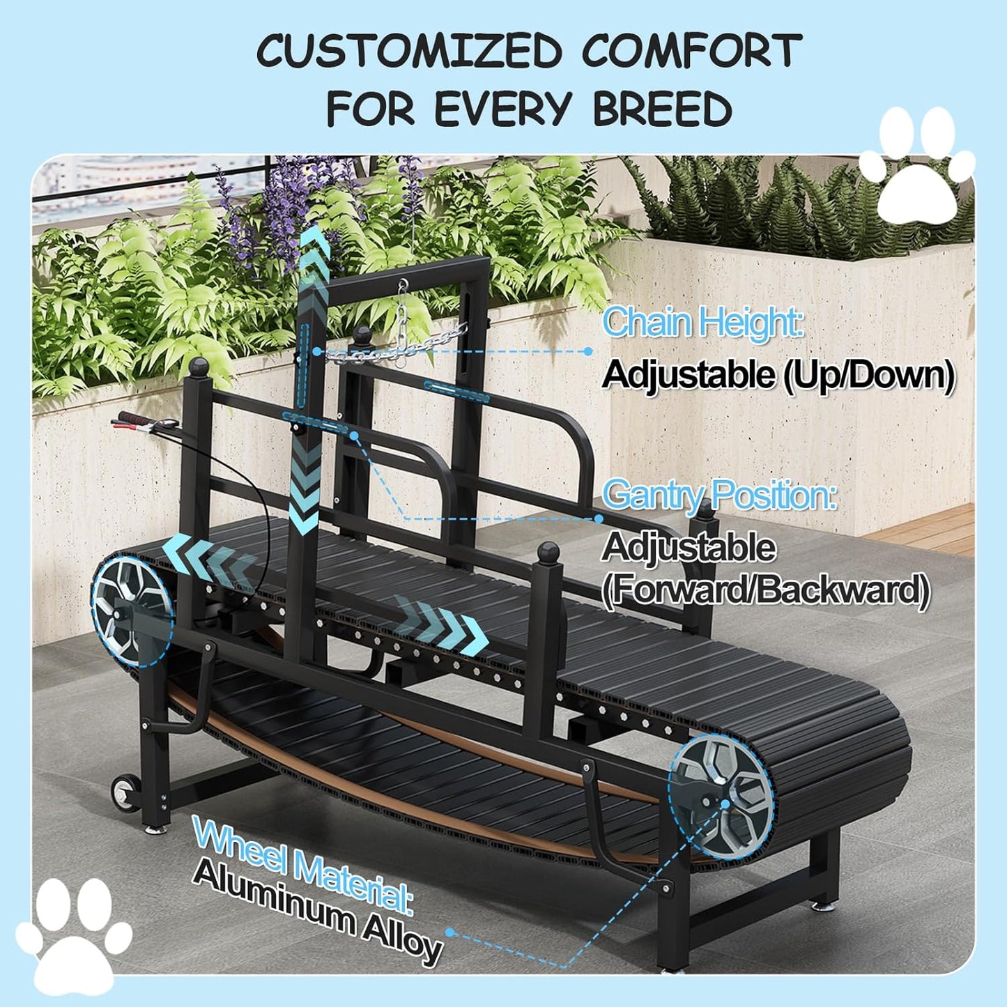 Dog Treadmill for Large/Medium Dogs, Dog Running Machine Exercise Equipment with Brakes and Slope Adjustment for Large&Medium Dog