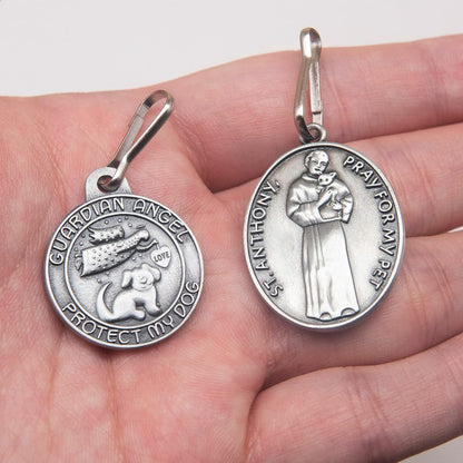 Pet Tags Engraved 2 Packs St Francis of Assisi Cats dogs Medal Pendant Collar Charm Protect My Pet