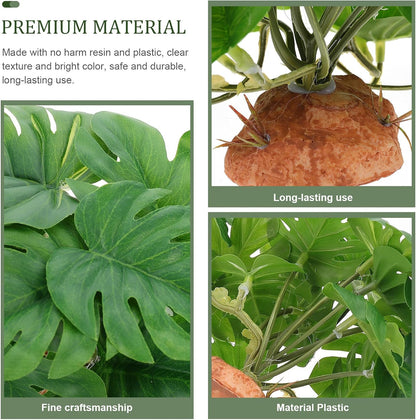 BESTonZON Reptile Tank Artificial Plants Landscape Decor Simulated Terrarium Hidden Plant for Lizard Turtle Spider Frog Habitat Box