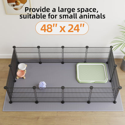 DIY Small Animal Playpen, Pet Playpen, Guinea Pig Cages, Rabbit Playpen, Dog Puppy Playpen, Indoor Metal Wire Yard Fence, 15 X 12 Inch, 12 Panels, Black
