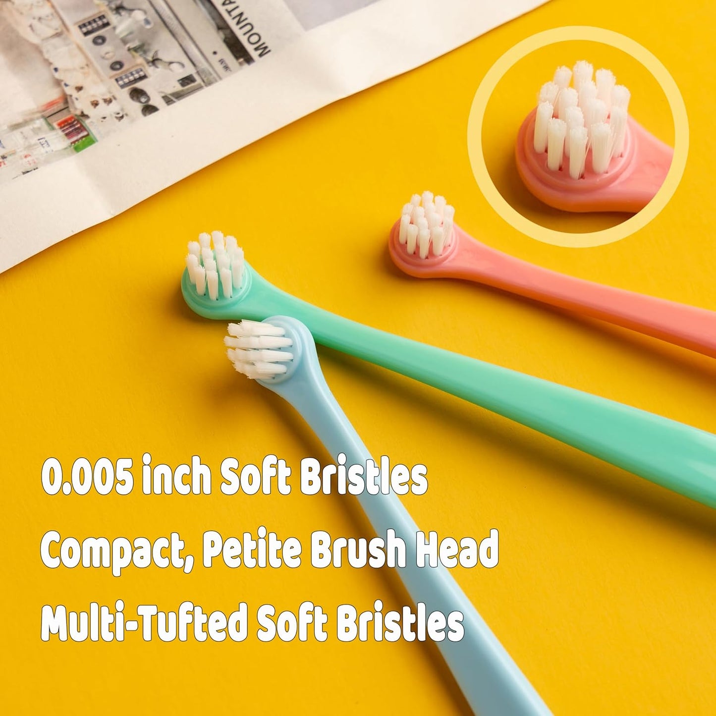 E.M&S.T by Emmeliestella Small Dog & Cat Toothbrush Micro Head, Cat Dental Care, Pets Toothbrush, Oral Hygiene, Easy to Handle, Deep Clean, Soft Bristles, Multi-Angle, Round&Pointed Toothbrush, 5 PCS