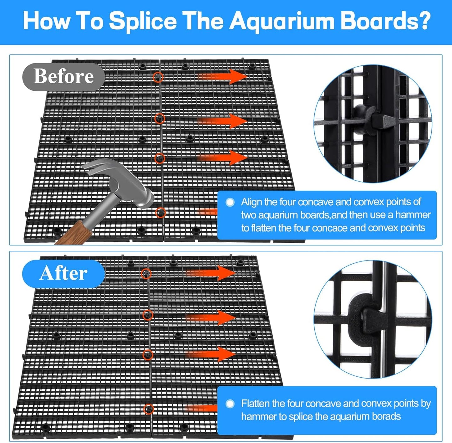 DIVINA VITAE 12Pcs Fish Tank Divider with 16 Suction Cups, 11.81 x 5.91inch Aquarium Divider Plastic Grid Sheet Adjustable Fish Tank Separator for DIY Filtration and Bottom Protection in Aquascaping