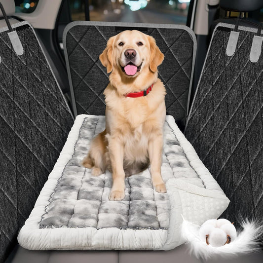 Thickened Dog Bed for Car Back Seat, Upgraded Bottom Non-Slip，Fits Hard Bottom car seat Cover for Dogs, Premium Mixed Color ，Dog Car Seat Cover