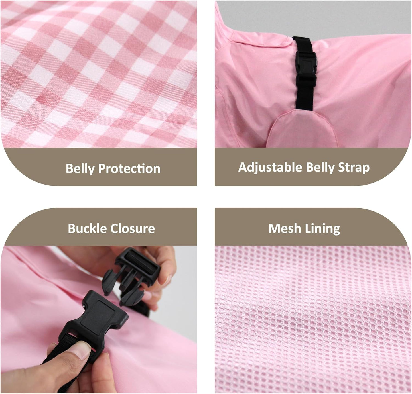 MAMORE Dog Raincoat Waterproof, Lightweight Adjustable Dog Rain Coat Hooded Poncho with Reflective Strip for Large Medium Small Dogs (Pink, X-Large)