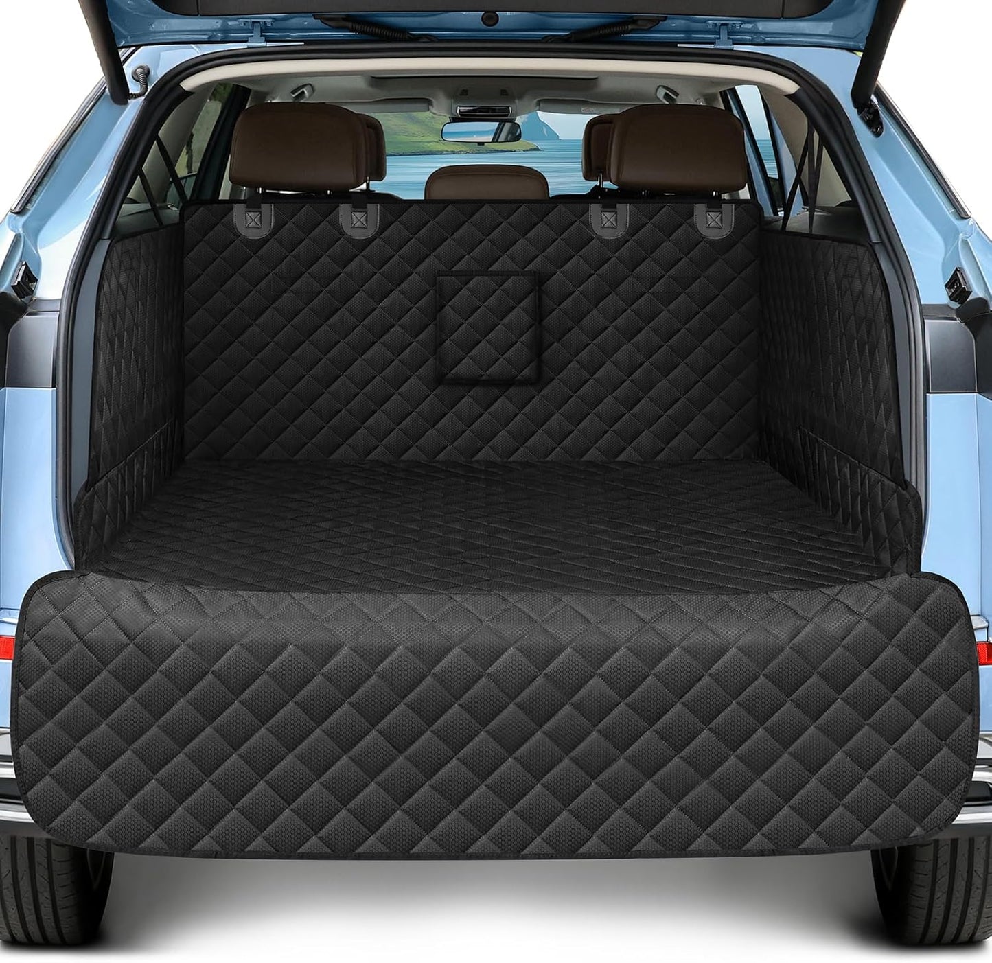 SUV Cargo Liner for Dogs, Waterproof Pet Cargo Cover with Bumper Flap Protector, Scrachproof Non-Slip Dog Seat Mat for SUVs Sedans Vans, Large Size Universal Fit