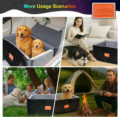 Dog Car Seat - Small Dogs Waterproof Booster Clip-on Harness and Thick Memory Foam Padding Pet Travel Bed Small Dog Car Seat Cover (Black, Large)