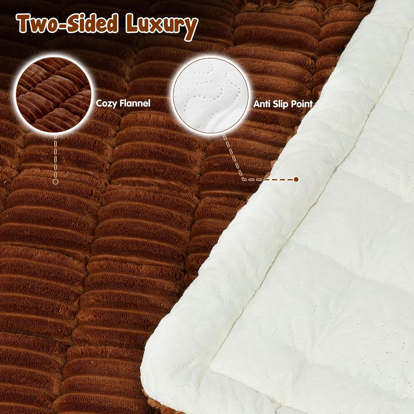 Backseat Pet Bed Mat, Plaid Dog Bed for Car Back Seat, Flannel Dog Covers for Loveseats, Non-Slip Travel Pet Mat, Custom Fit for Backseat Extenders and Seat Covers, 54"x24.8", Brown