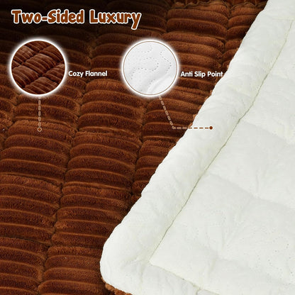 Backseat Pet Bed Mat, Plaid Dog Bed for Car Back Seat, Flannel Dog Covers for Loveseats, Non-Slip Travel Pet Mat, Custom Fit for Backseat Extenders and Seat Covers, 54"x24.8", Brown