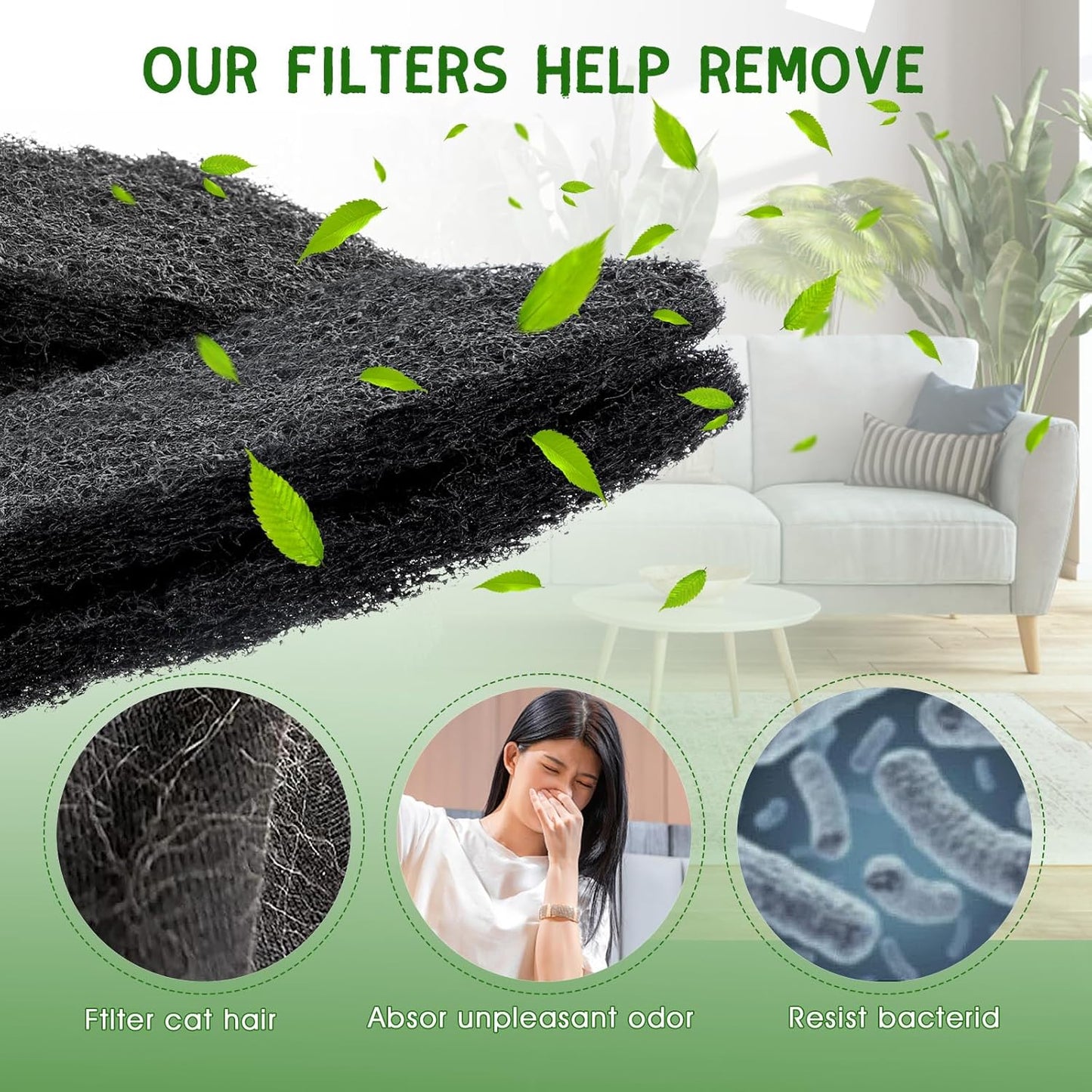 8 Pack Carbon Filters Compatible with Model 4, Cat Litter Box Filters Replacement to Absorb Odors Control Damp from Pets and Keep Home Fresh