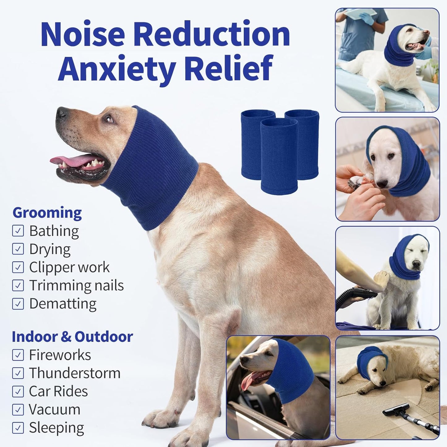 Nanaki Dog Calming Hoodie Quiet Head Cover Sleeves-Ear Covers Hood for Noise Bath, The Grooming and Force Drying Head Protection for Anxiety Relief and Calming Dog Neck and Ear Warmer, Fireworks 1Pack