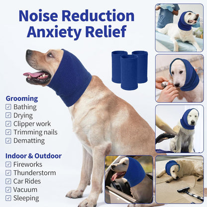 Nanaki Dog Calming Hoodie Quiet Head Cover Sleeves-Ear Covers Hood for Noise Bath, The Grooming and Force Drying Head Protection for Anxiety Relief and Calming Dog Neck and Ear Warmer, Fireworks 1Pack