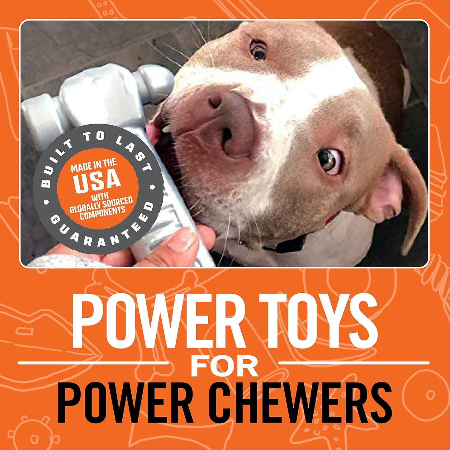 BULLYMAKE Silver Tough Chew Hammer Toy for Dogs, Durable Nylon Dog Toys for Aggressive Chewers, Dental Stimulating, Tough Chew, Boredom Busting, Pet Supplies, Made in USA