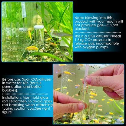 CO₂ Level Indicator Reagent for Aquarium Fish Tank Test Kits Glass Aquarium Water C02 Drop Checker Container DIY CO2 Reactor Bottle caps Kits and so on