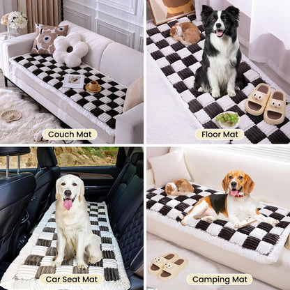Backseat Pet Bed Mat,Dog Bed for Car,Dog Seat Cover for Car Back Seat, Non-Slip Travel Pet Mat, Fit for Backseat Extenders and Seat Covers (Black&White)