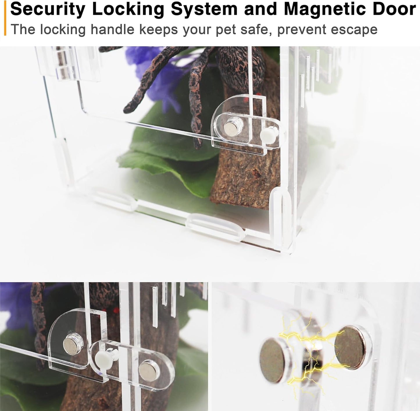 Jumping Spider Enclosure, Spider Terrarium, Acrylic Enclosure Kit, Small Terrarium, Insect Habitat for Spiders, Praying Mantis, Arboreal Tarantula, Bug, Frog, Snail, Lizard and Small Reptiles