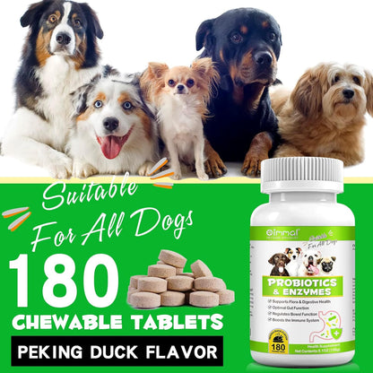 Probiotics Supplement for Dogs - Digestive Enzymes with Prebiotics for Gut Health - Anti Diarrhea, Bowel Support, and Immunity - Health & Itch Relief Digestive Enzymes