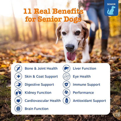 Zesty Paws Senior Dog Multivitamin Treats - Glucosamine for Dogs + Digestive Enzymes & Probiotics - Grain Free Dog Vitamins and Supplements for Skin & Coat + Immune Health Beef - Advanced - 90ct