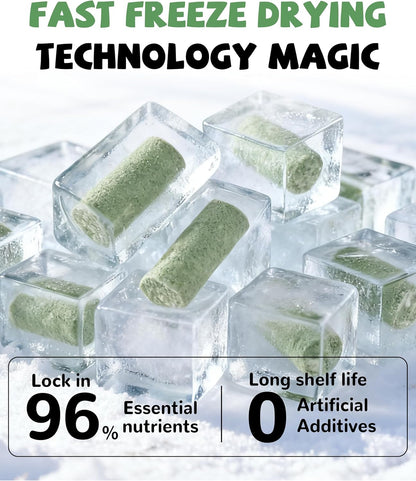 PAWUP Freeze Dried Chicken Cat Treats, Cat Grass Added, High-Fiber Hairball Care & Digestive Support Snacks for Indoor Cats, 3.8oz