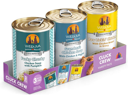 Weruva Classic Dog Food, Cluck Crew Trial Variety Pack, 14oz Can, Pack of 3